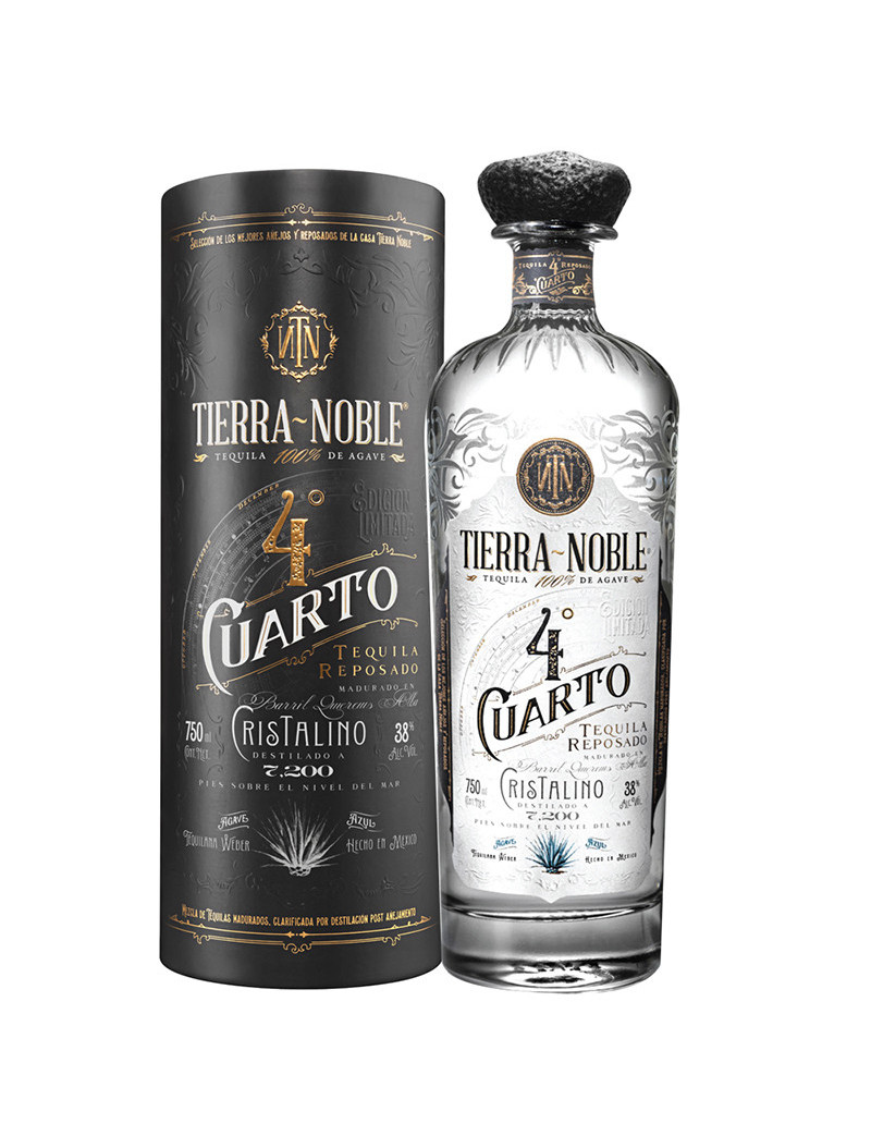 TEQUILA REP.100% CRISTALINO TIERRA NOBLE 4 CUARTO .750