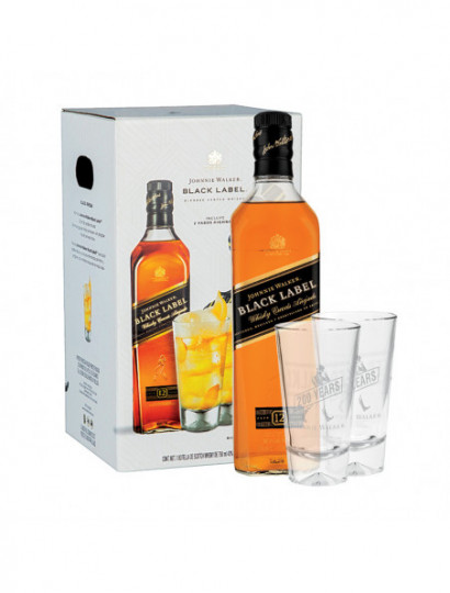 WHISKY 12 E.NEGRA JOHNNIE WALKER .750 C/VASOS