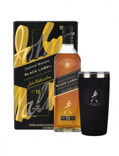 WHISKY 12 E.NEGRA JOHNNIE WALKER .750 C/TUMBLER DE ACERO