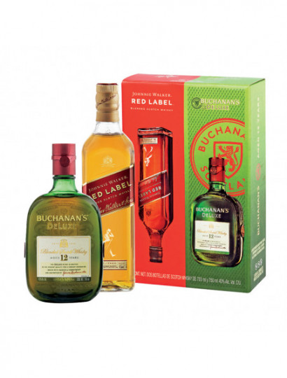 WHISKY 12 BUCHANANS .750 C/ E.ROJA JOHNNIE WALKER .700