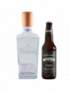 MEZCAL BLANCO 100% HUITZILA PREMIUM  .75 +CERVEZA MINERVA STOUT .355