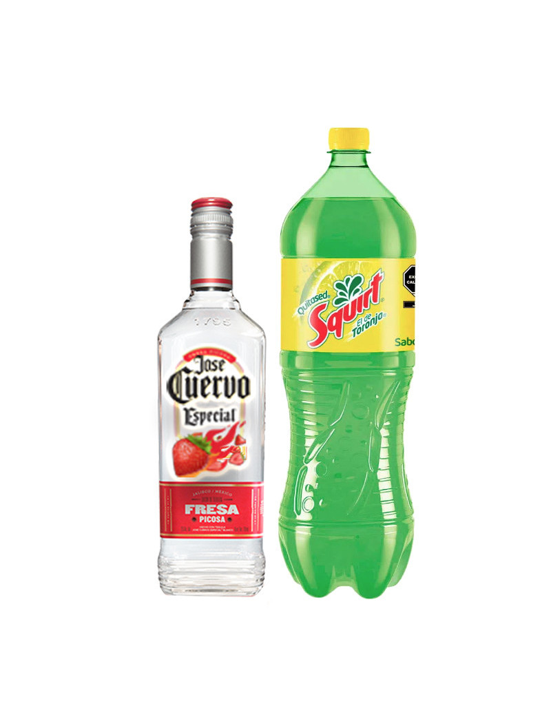 LICOR DE TEQUILA JOSE CUERVO FRESA PICOSA .700+REFRESCO SQUIRT N.R. 2.00