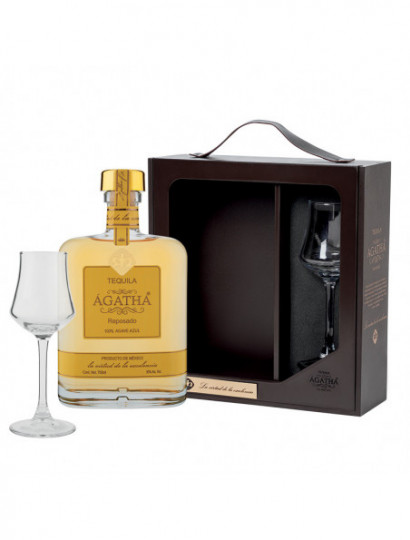 TEQUILA REP.100% AGATHA .750 CON ESTUCHE Y UNA COPA