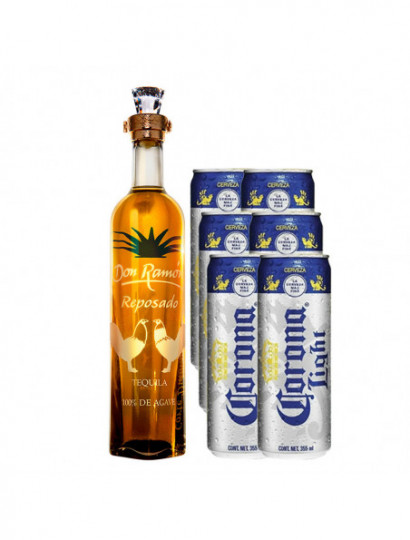 TEQUILA REP.100% DON RAMON PUNTA DIAMANTE .750 + 6 CERVEZA CORONA LIGHT LATA .355